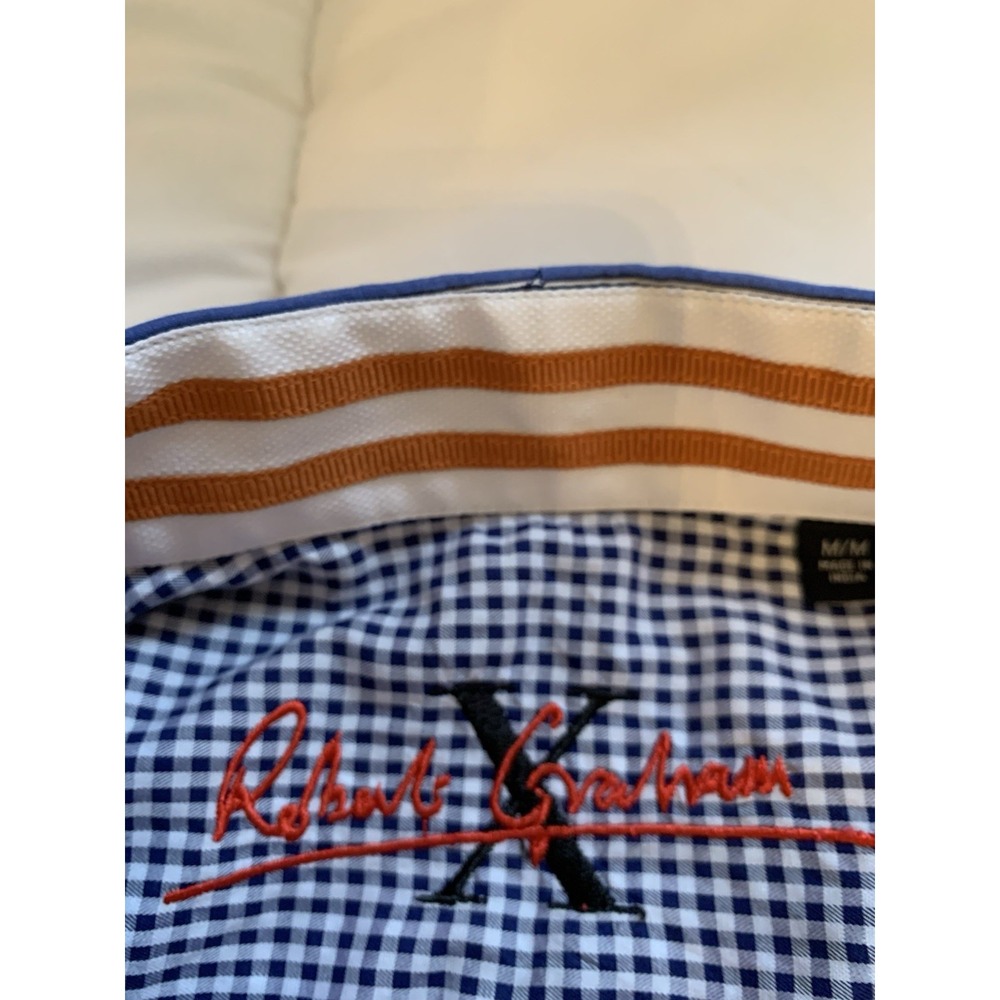 Robert Graham X Collection Mens Medium Blue Stripe Button Down Long Sleeve Shirt - Picture 4 of 15